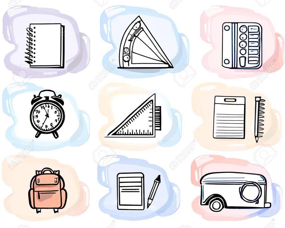 back to school set icons drawings vector illustration design