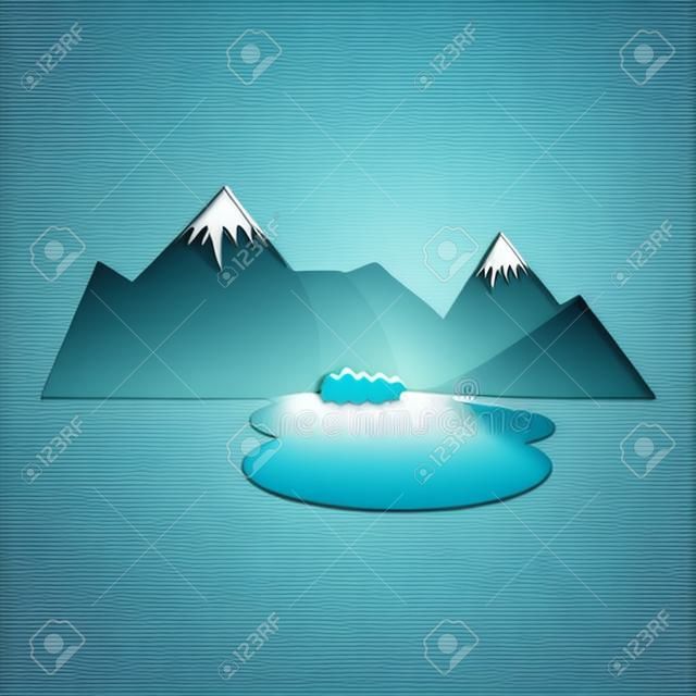 mountains with waterfall scene vector illustration design