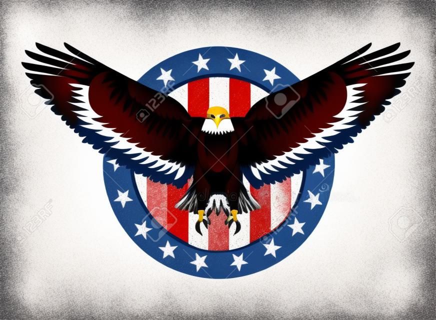 bandeira de águia americana na ilustração vetorial de decoração de rótulo
