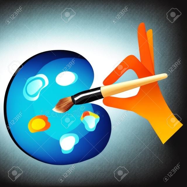 hand painting with brush and pallette vector illustration design