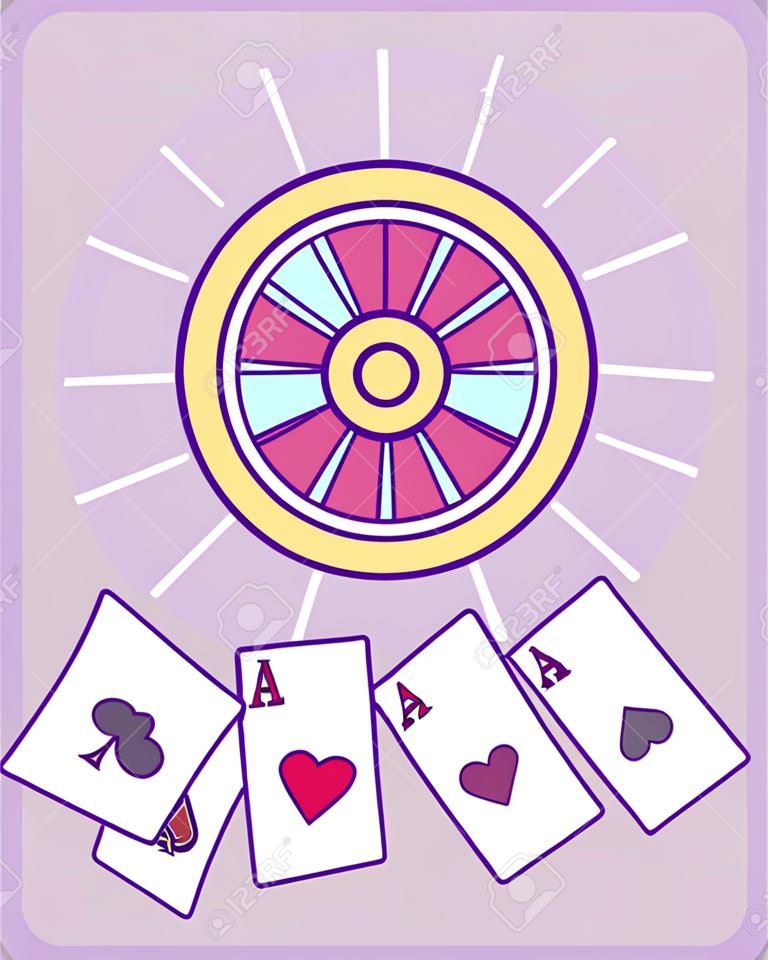 casino roulette dices and aces cards poker vector illustration