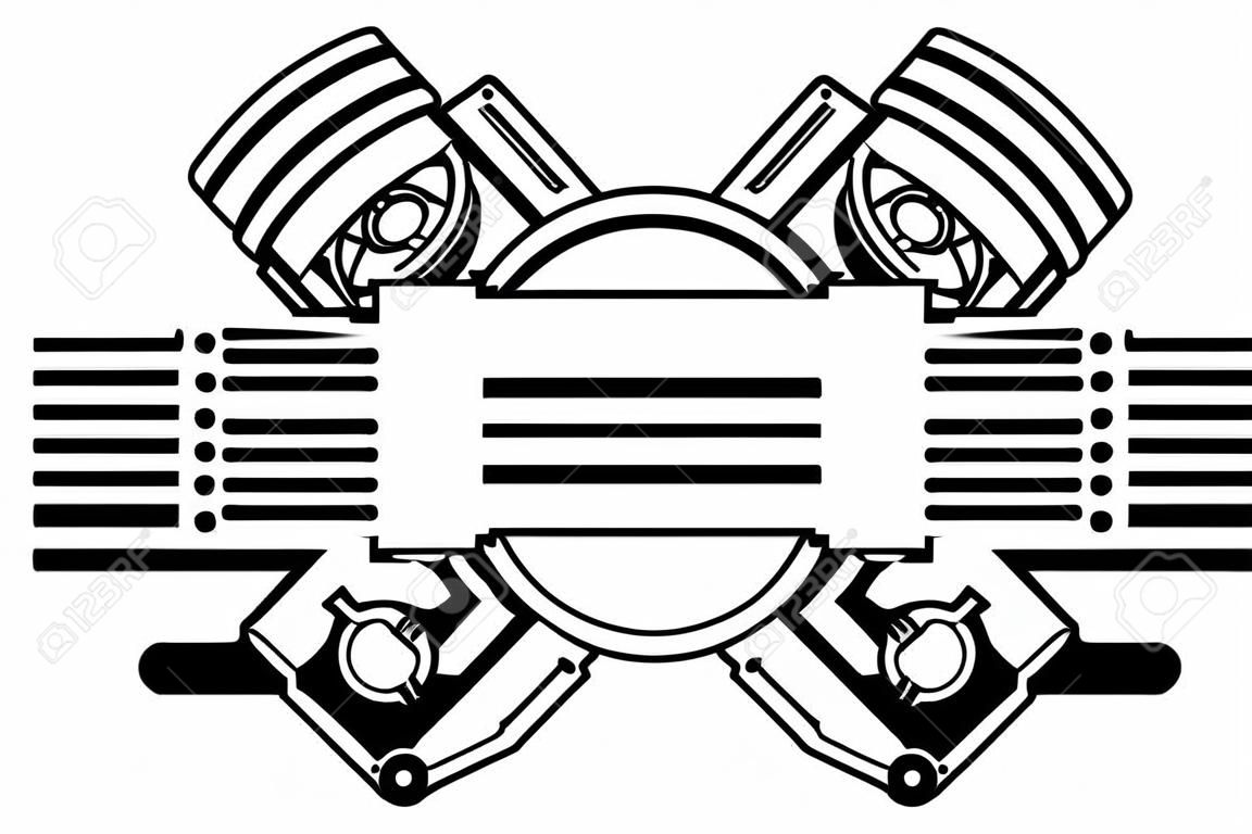 crossed pistons gear engine industry automotive vector illustration