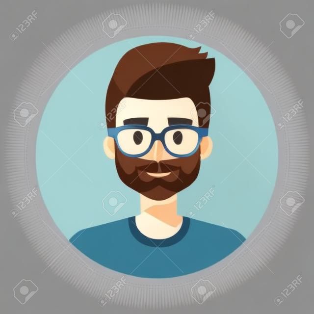 young and casual man with glasses and beard vector illustration design