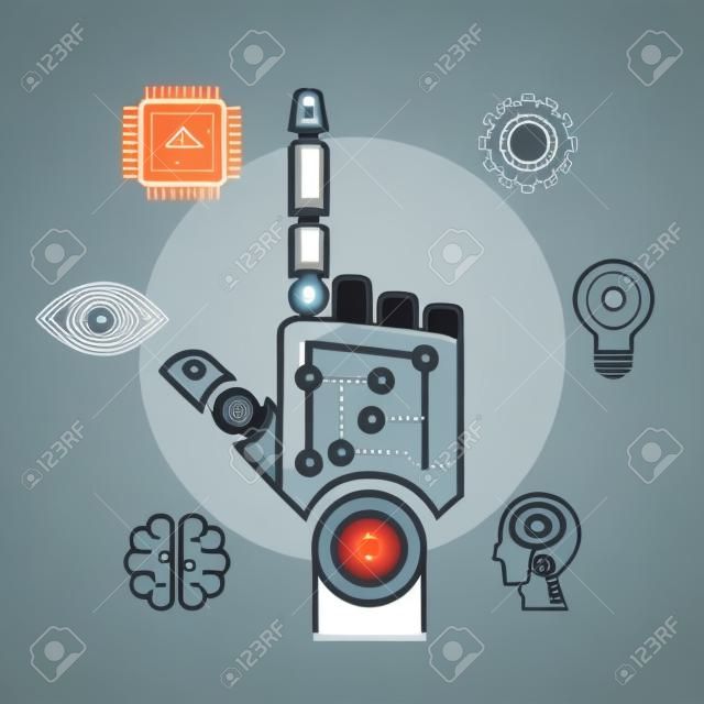 robotic hand artificial intelligence icons vector illustration design