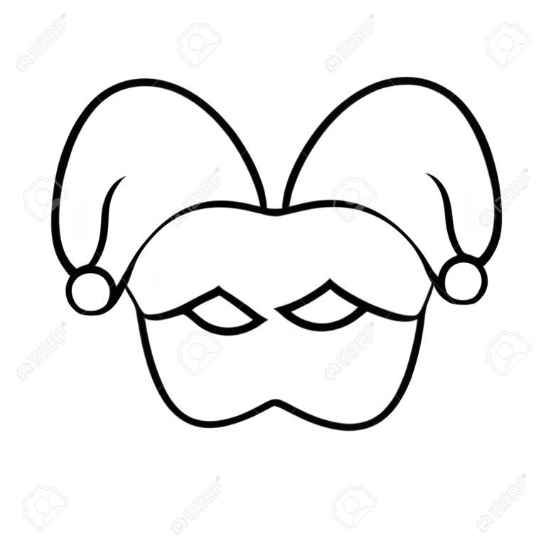 maschera di carnevale con disegno di illustrazione vettoriale di cappello arlecchino