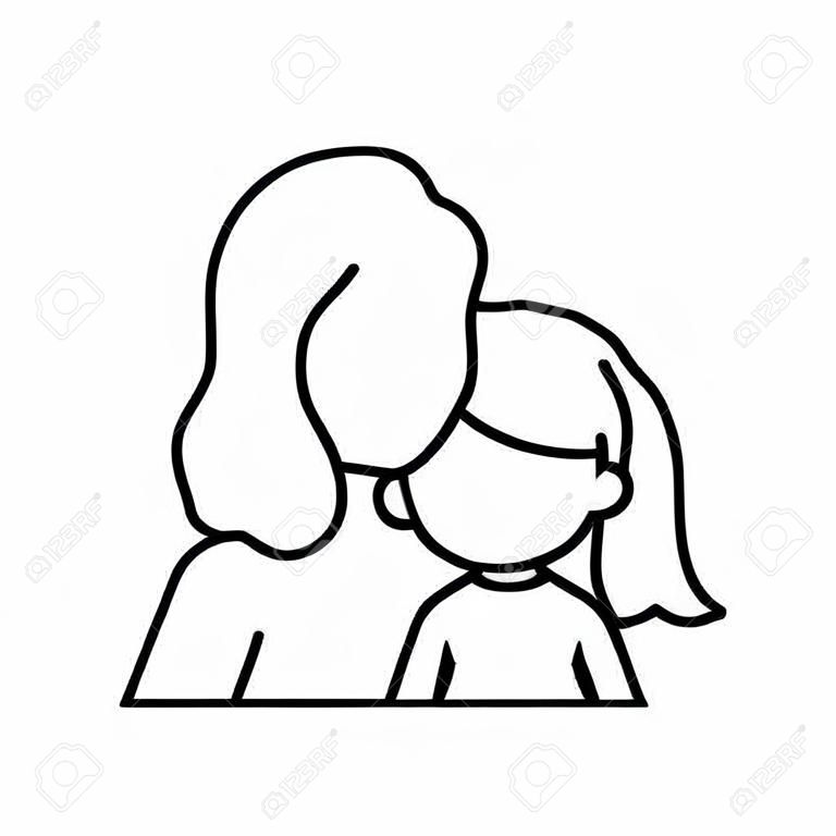 Mutter mit Tochterzeichen-Vektor-Illustrationsdesign