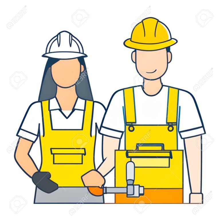 happy labour day man woman worker vector illustration