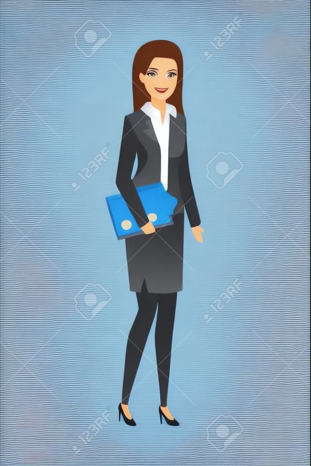 elegant businesswoman with documents vector illustration design