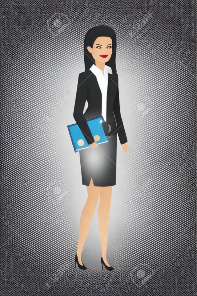 elegant businesswoman with documents vector illustration design