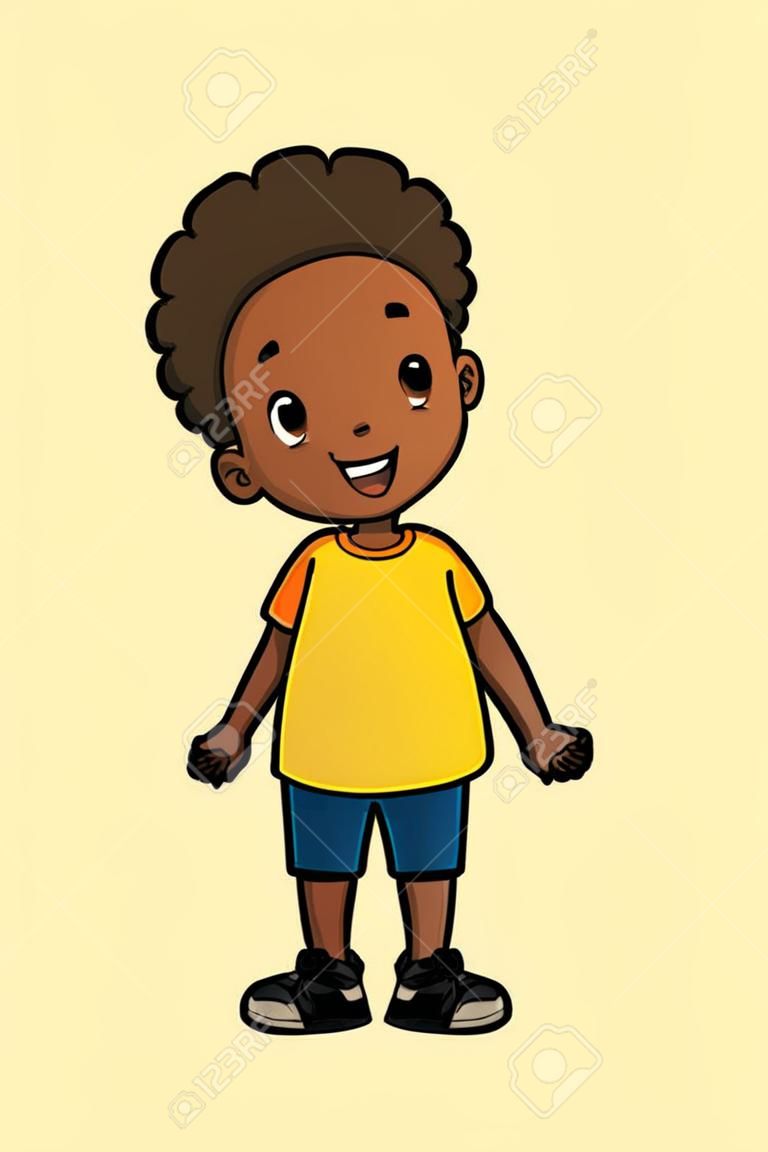 petit garçon africain, enfant, caractère, vecteur, illustration, conception