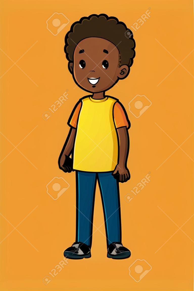Diseño de ilustración de vector de personaje de niño pequeño niño africano