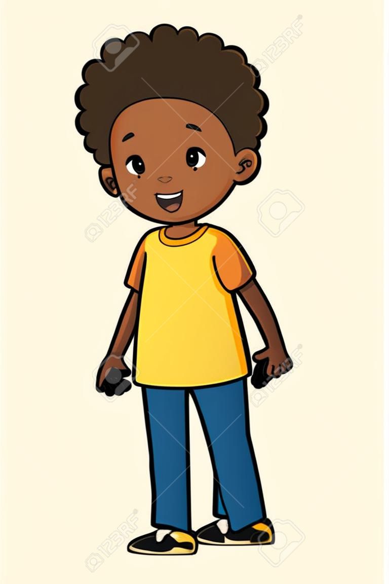 Diseño de ilustración de vector de personaje de niño pequeño niño africano