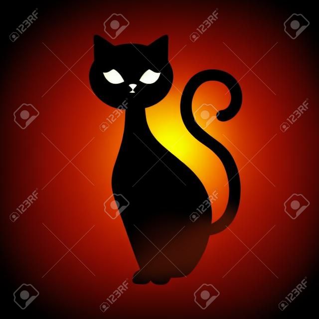 Silueta animal gato de halloween, diseño de ilustraciones vectoriales