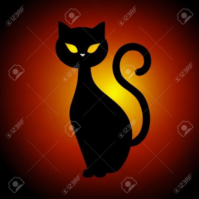 Silueta animal gato de halloween, diseño de ilustraciones vectoriales