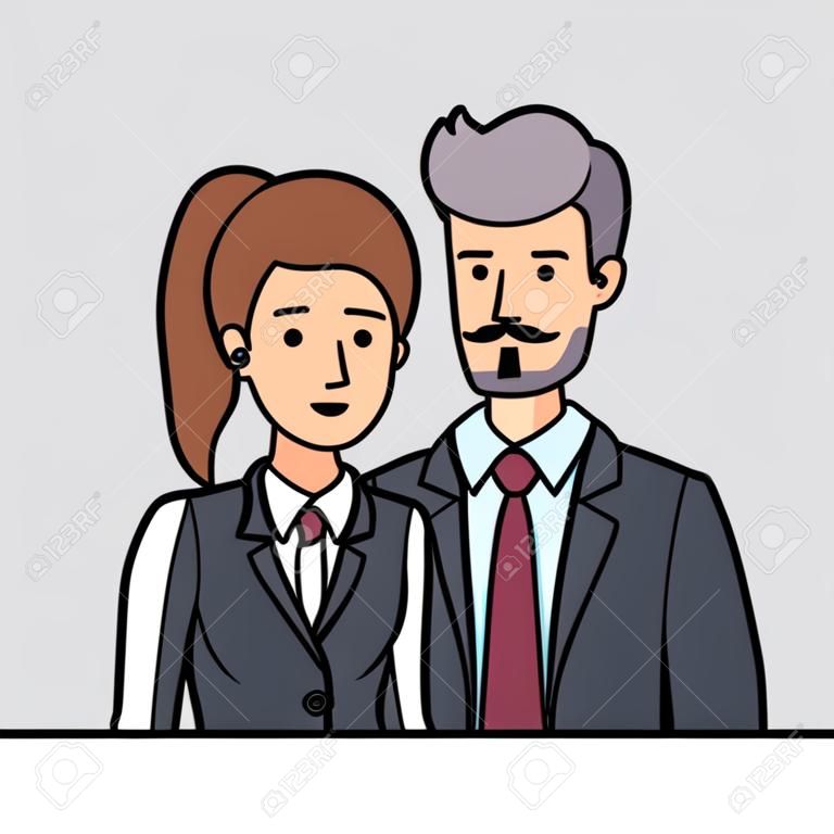 business couple avatars characters vector illustration design