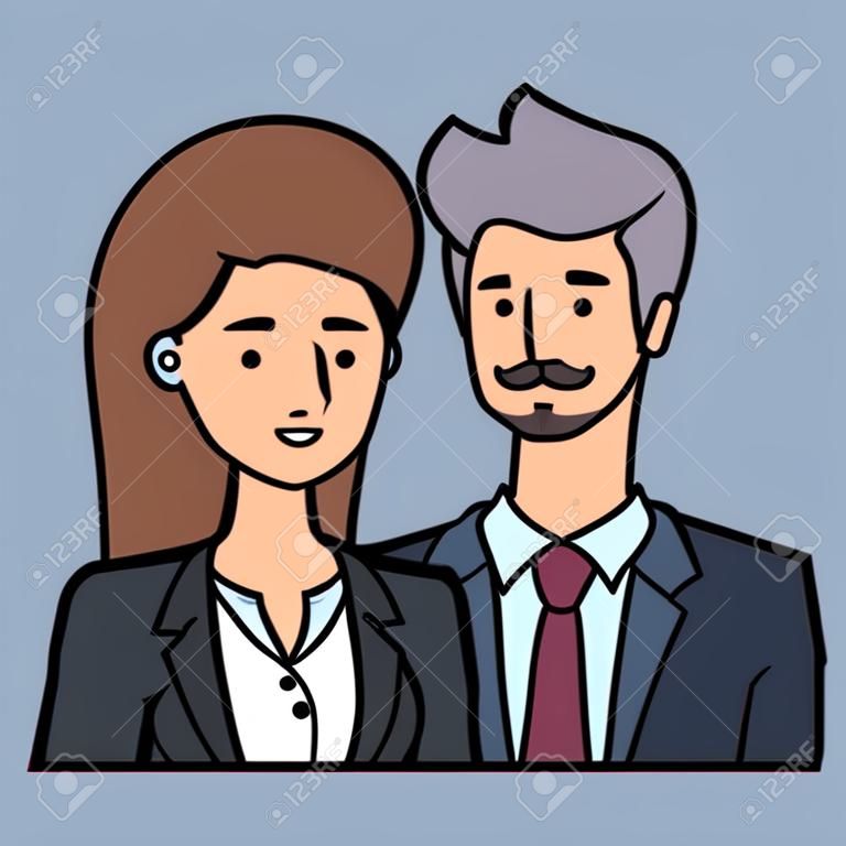 business couple avatars characters vector illustration design