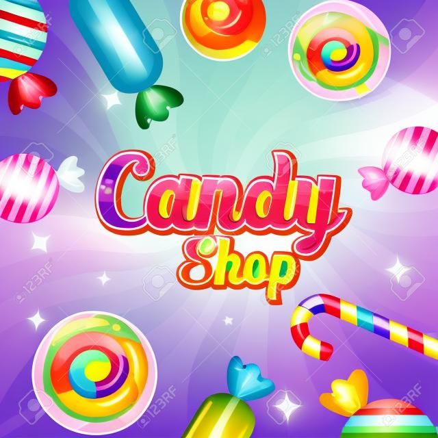 poster of candy shop with frame caramels vector illustration design
