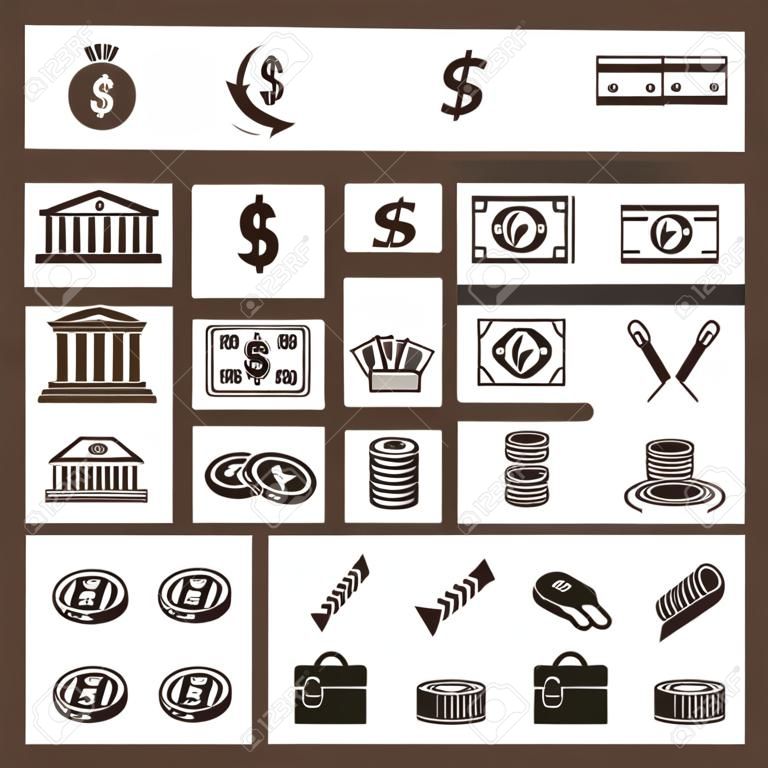 Pakiet pieniędzy waluta zestaw ikon wektor ilustracja projektu