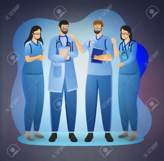 personal médico masculino personajes de pie