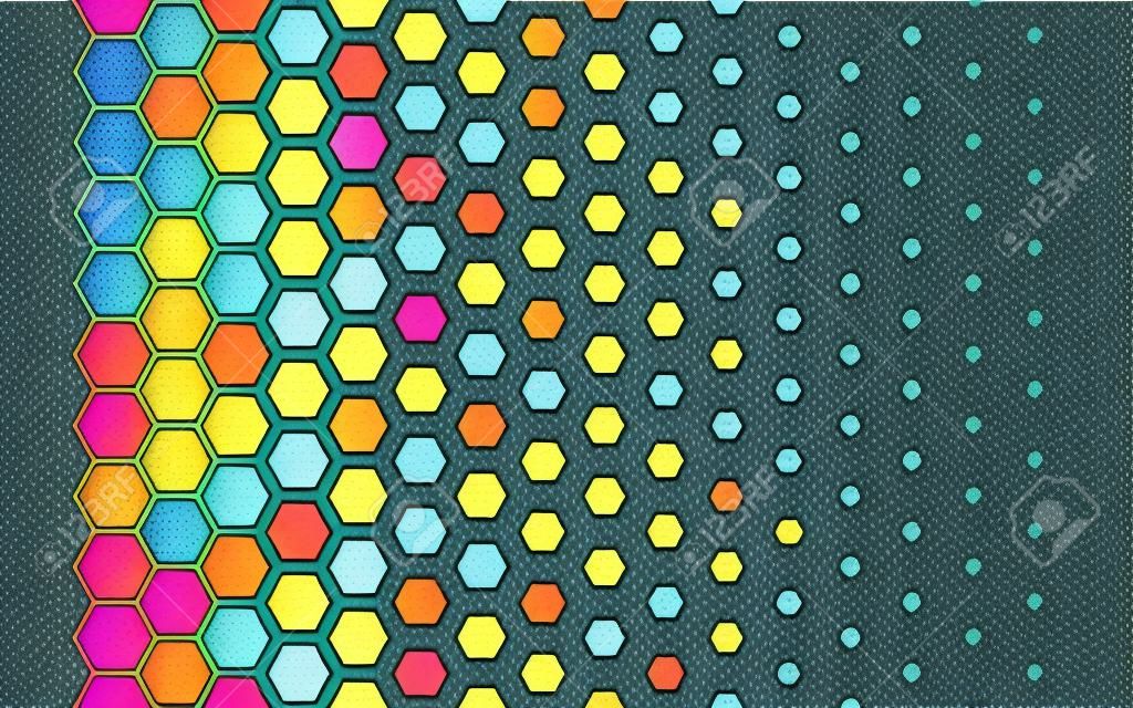 Gradient background with hexagons Halftone design Light effect Vector illustration