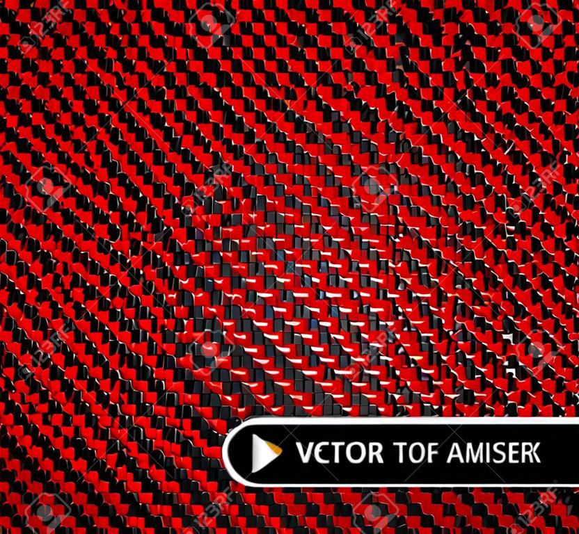 Vector Pattern sans soudure en fibre de carbone rouge sous le masque pour la production de film avec une texture. EPS10
