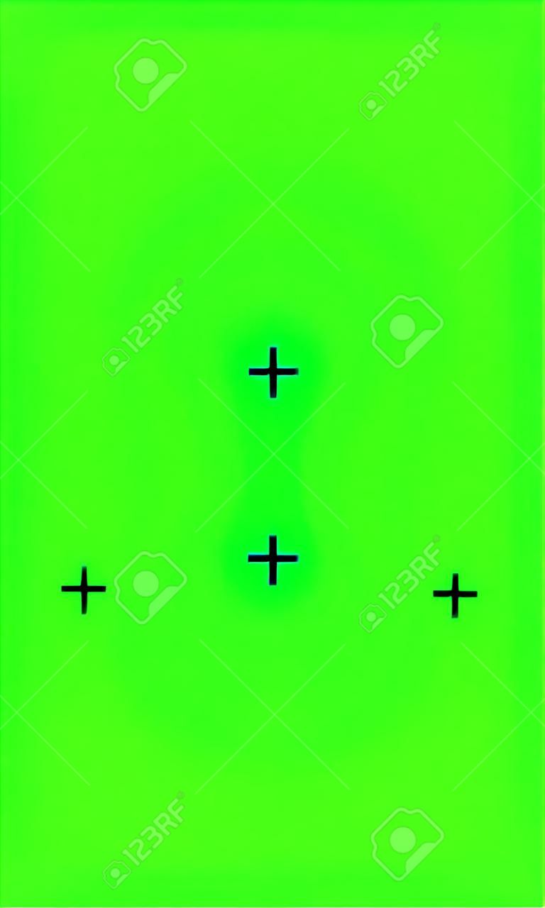 vector illustration of green screen background, VFX motion tracking markers. Art design green screen backdrop template. Abstract concept video footage replacement tracking markers element