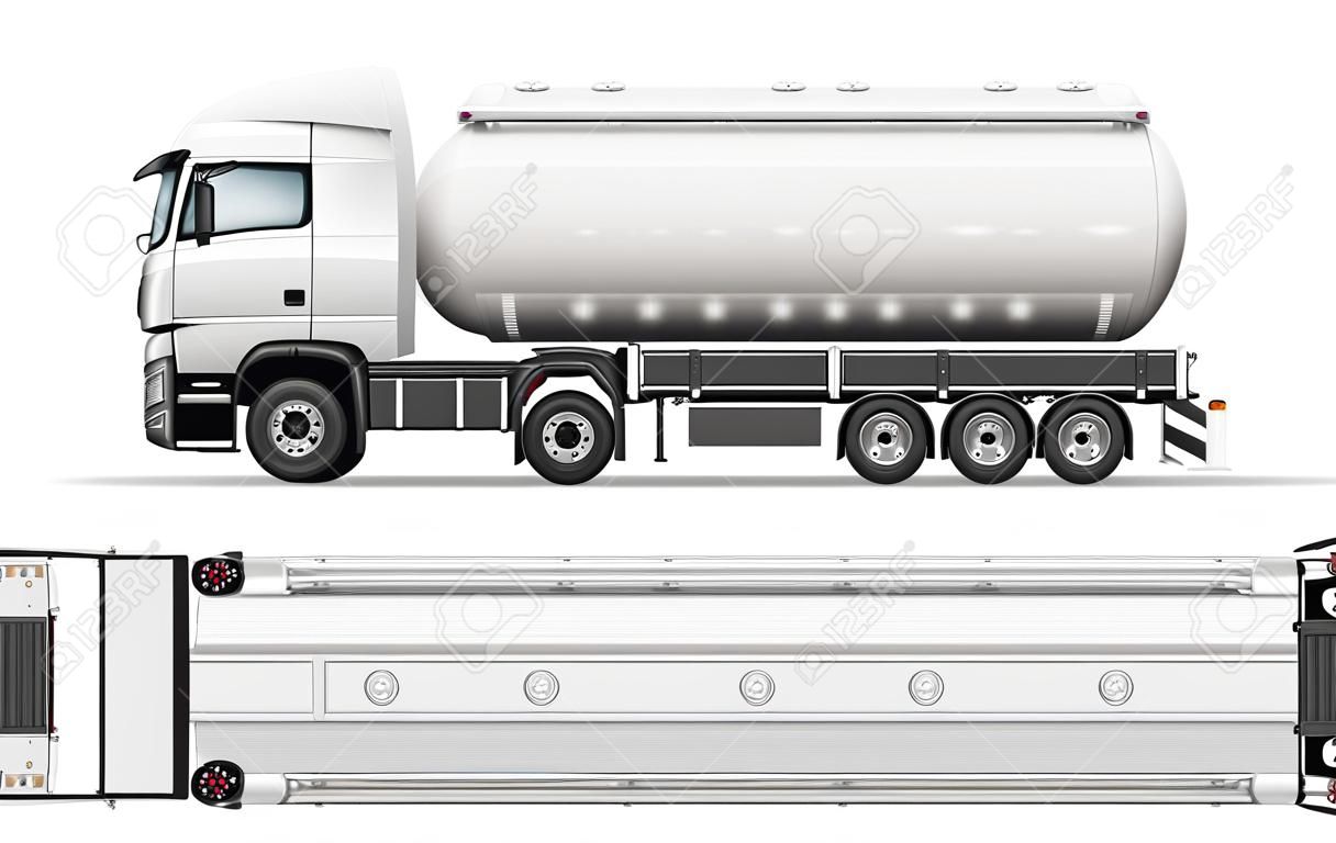 油輪卡車汽車品牌和廣告的矢量模型。企業形象的要素。