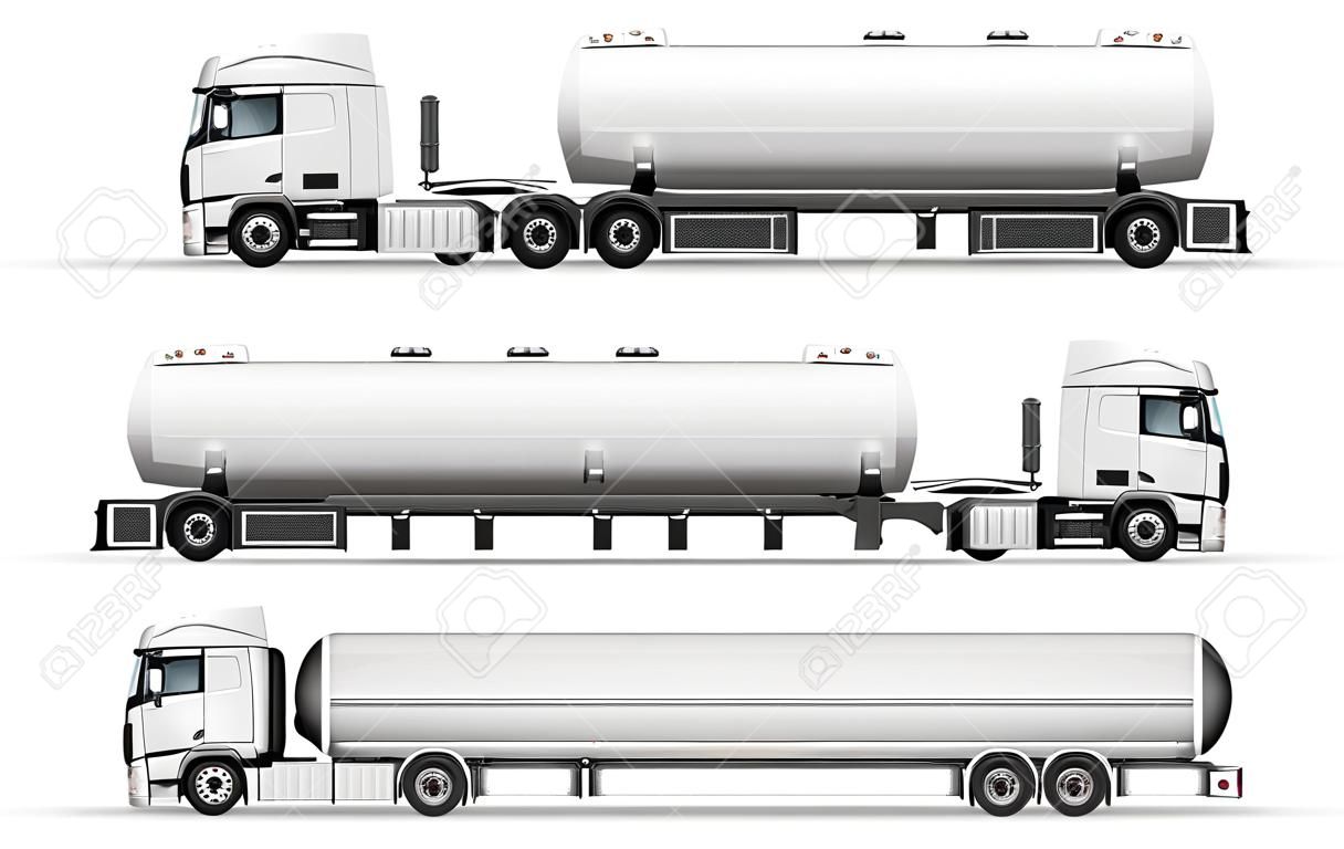 Tanklastzugvektormodell für Automarken und -werbung. Elemente der Unternehmensidentität.