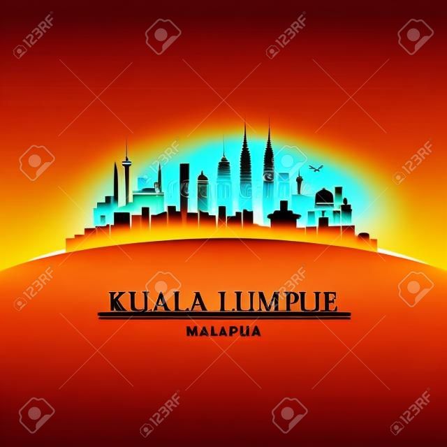 Kuala Lumpur, Malajzia városára sziluett. Vektoros illusztráció