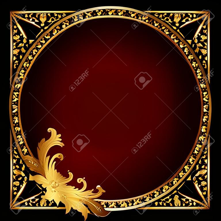 illustration frame with gold(en) pattern on circle