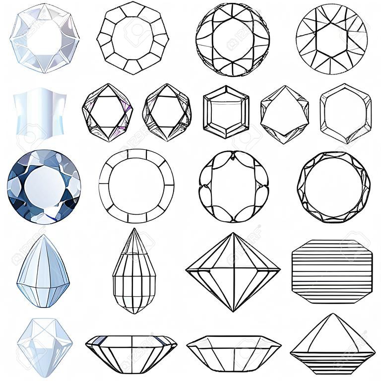 illustration coupé pierres précieuses ensemble de formes