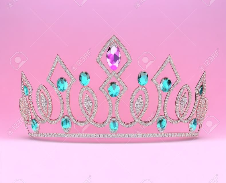 illustration tiara crown women's wedding with pink stones