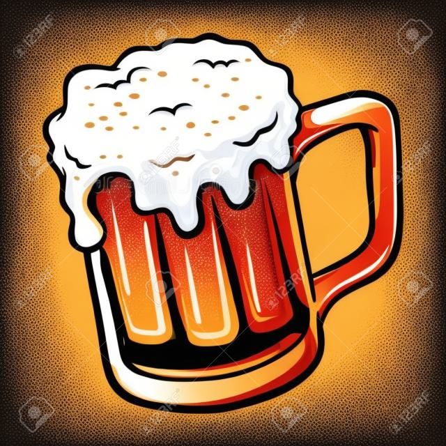 Vector illustration of a hand drawing beer mug with froth