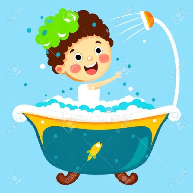 Ilustracja wektorowa kąpieli dziecko