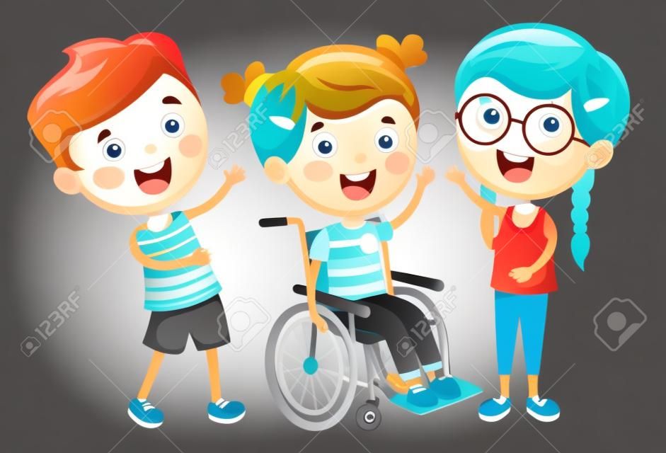 Vector Illustration Of Disabled Kid