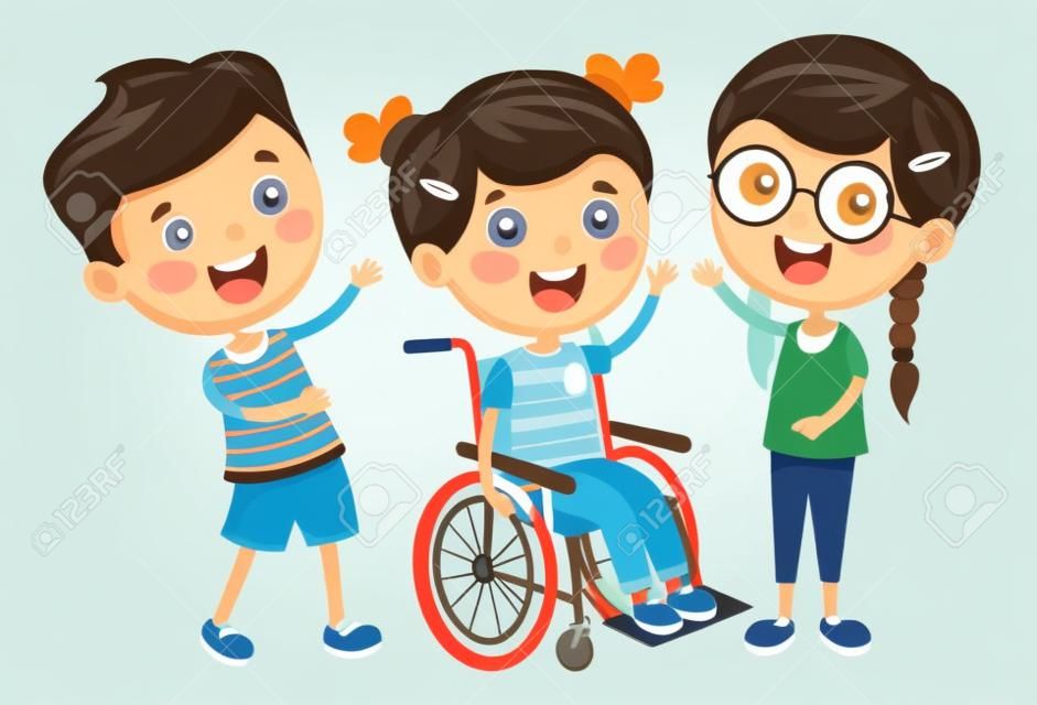Ilustracja wektorowa niepełnosprawnego dziecka