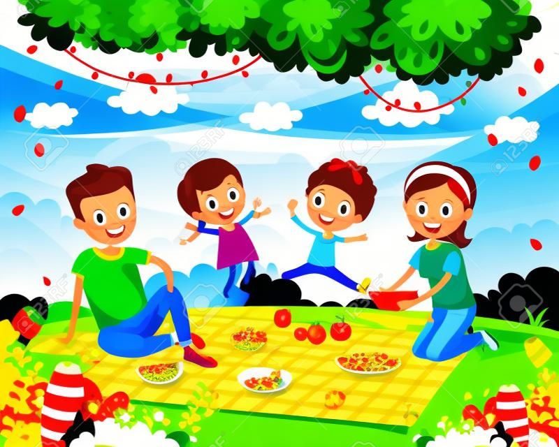 Ilustracja wektorowa pikniku rodzinnego