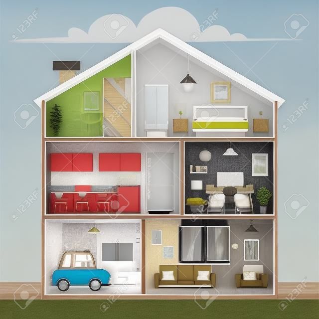 Quartos de casa com móveis planos