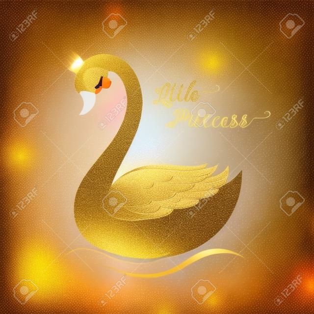 süße kleine Prinzessin Swan mit goldener Glitzerkrone.
