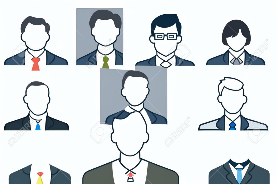 Set of business people avatars in flat style. Vector illustration.