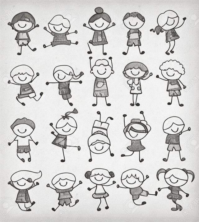 szkic rysunku - Grupa dzieci