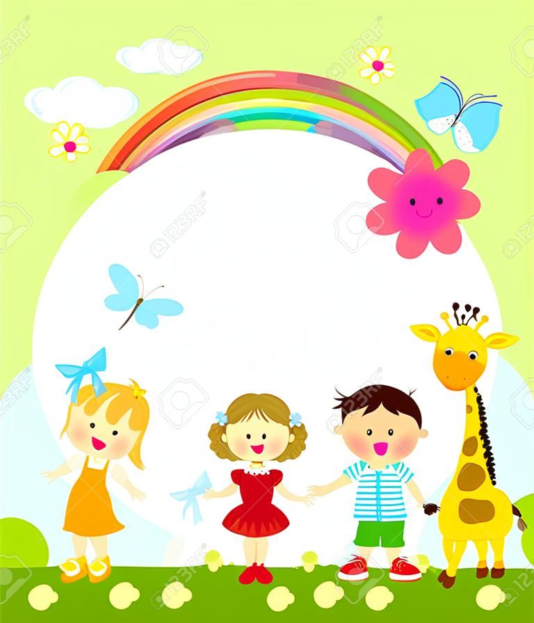 Cute frame with kids