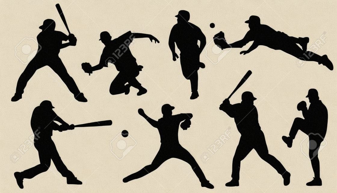 baseball sihouettes on the white background