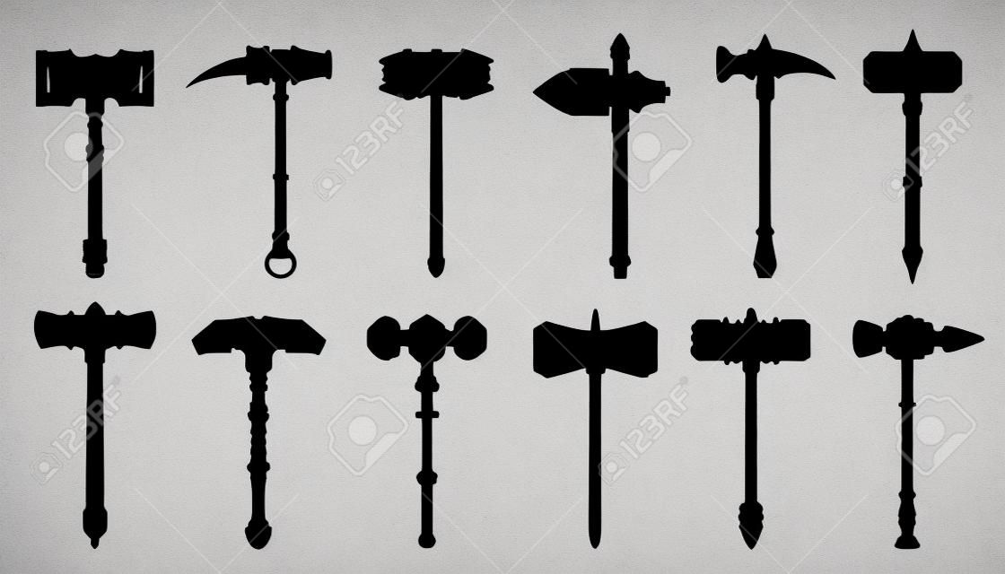 hammer silhouettes on the white background
