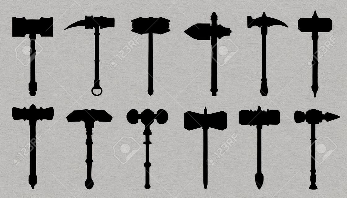 hammer silhouettes on the white background