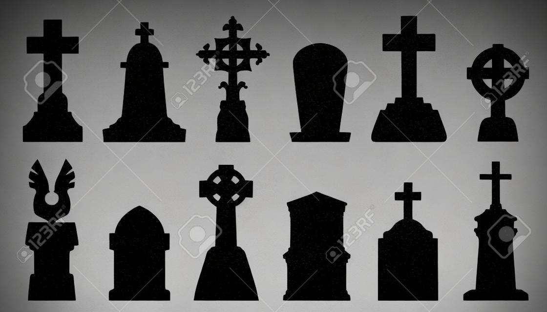 tombstone silhouettes on the white background