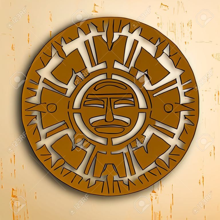 抽象石看玛雅太阳符号