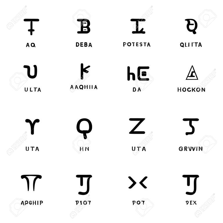 alfabeto grego conjunto vector ícone logotipo modelo