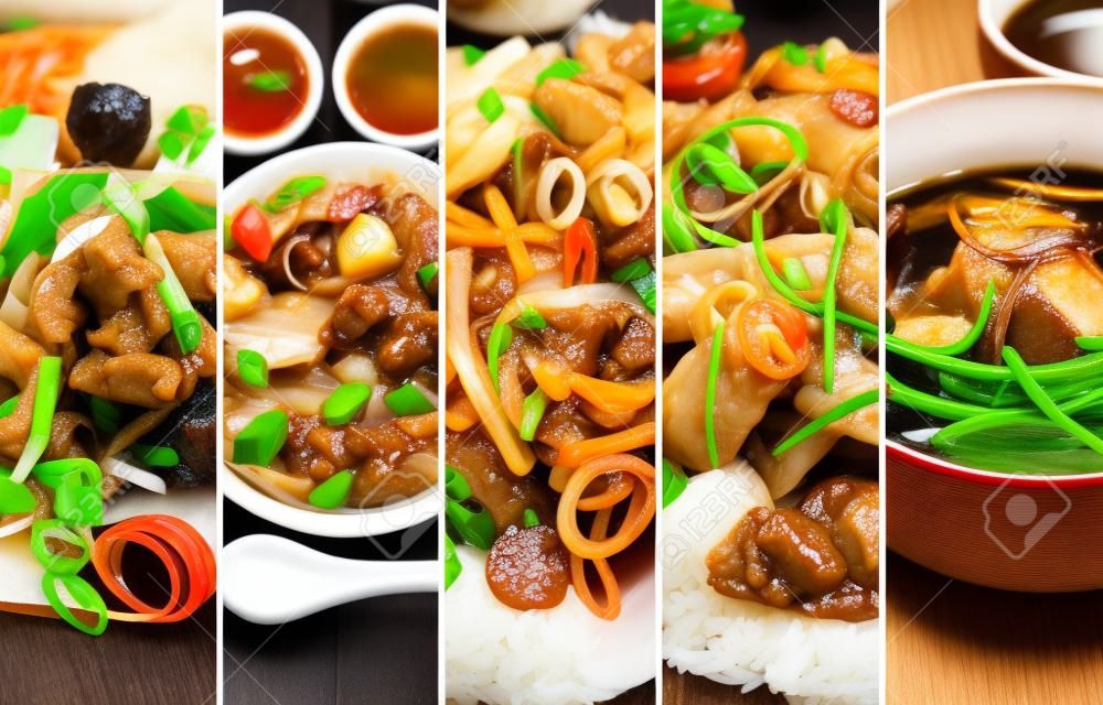 Traditional chinese food. Photo collage with chinese cuisine