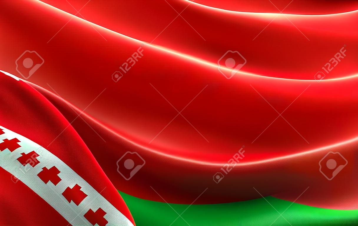 Flagge von Belarus. Illustration 3D des Weißrussland-Fahnenschwenkens.